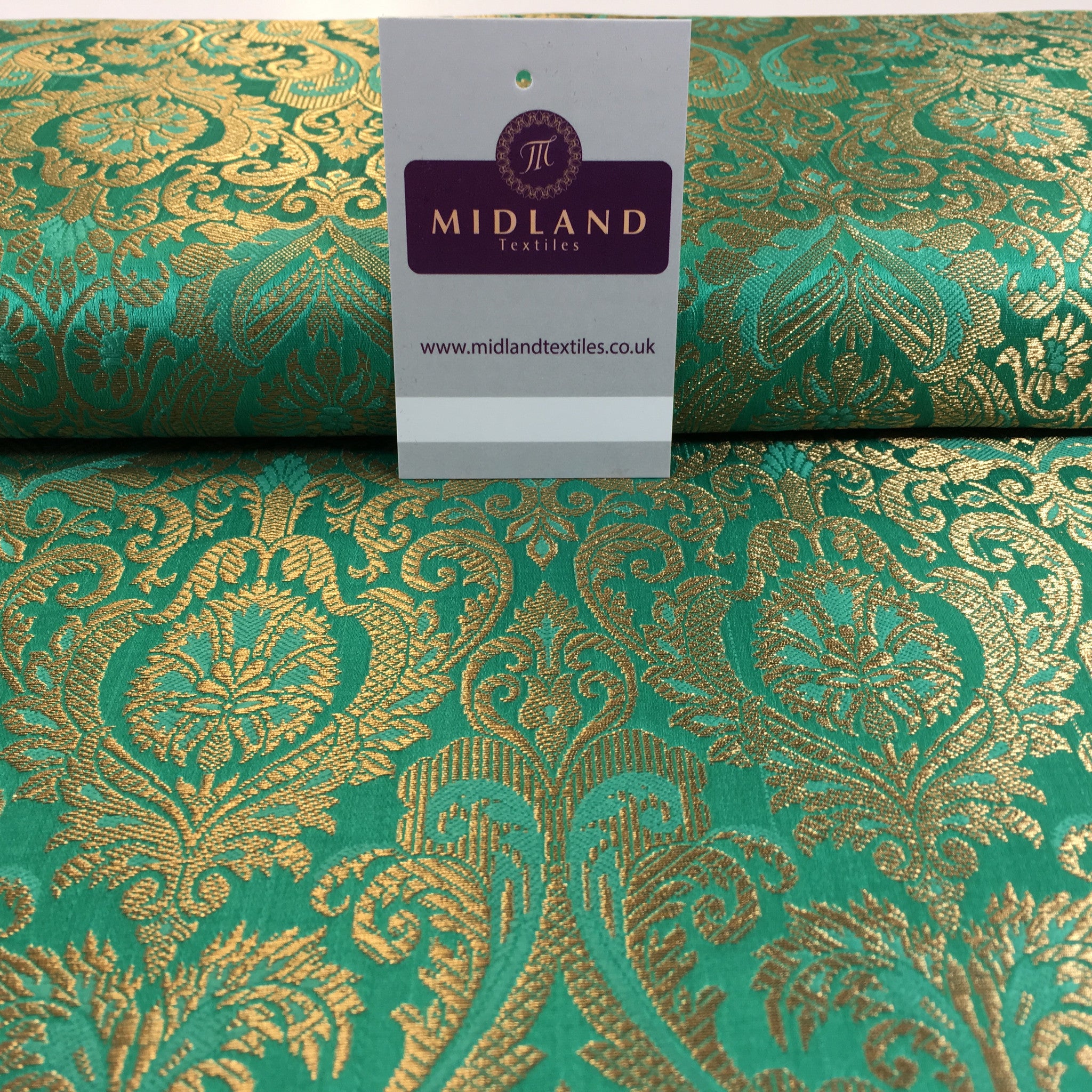 Indian Floral Ornamental Faux Silk Banarsi Brocade fabric 44" Wide M649 - Midland Textiles & Fabric