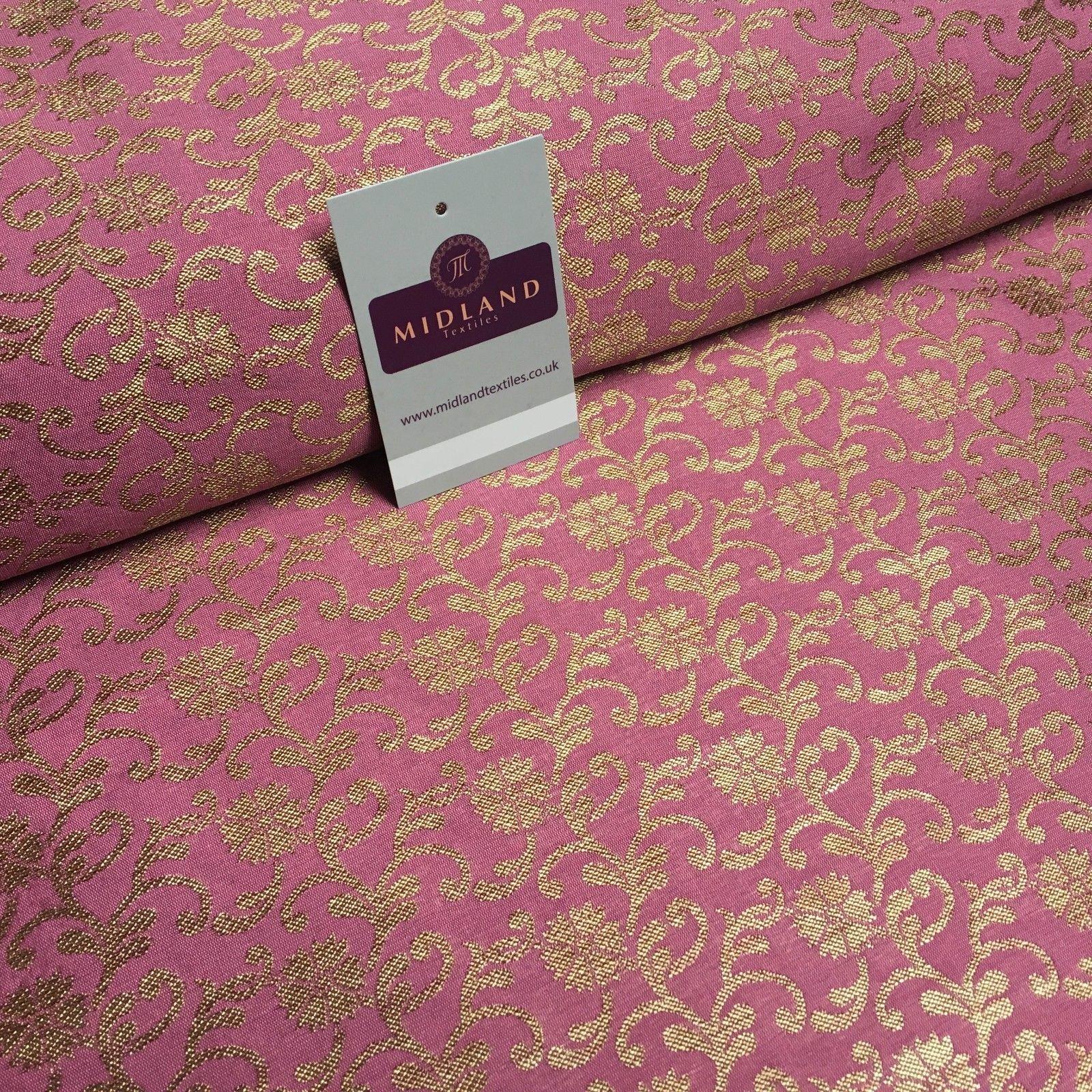 Indian Gold Floral Banarsi Brocade faux Silk Waistcoat Fabric 52' Wide MA872