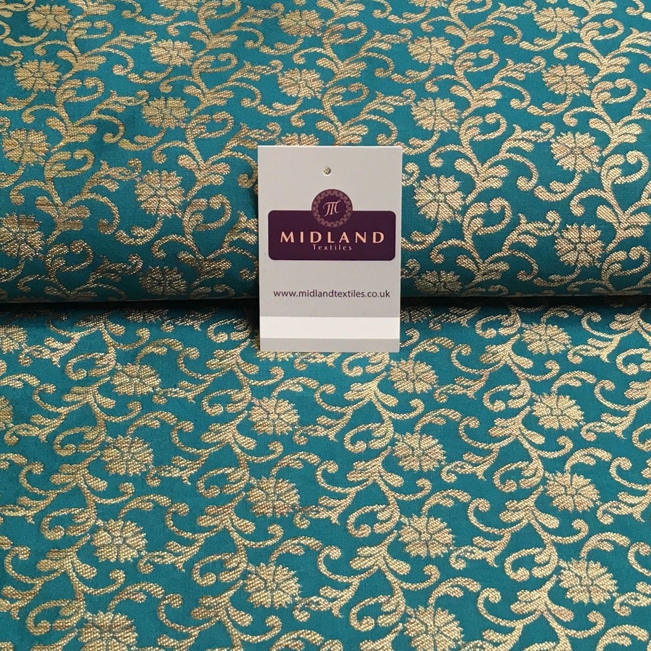 Indian Gold Floral Banarsi Brocade faux Silk Waistcoat Fabric 52" Wide MA872