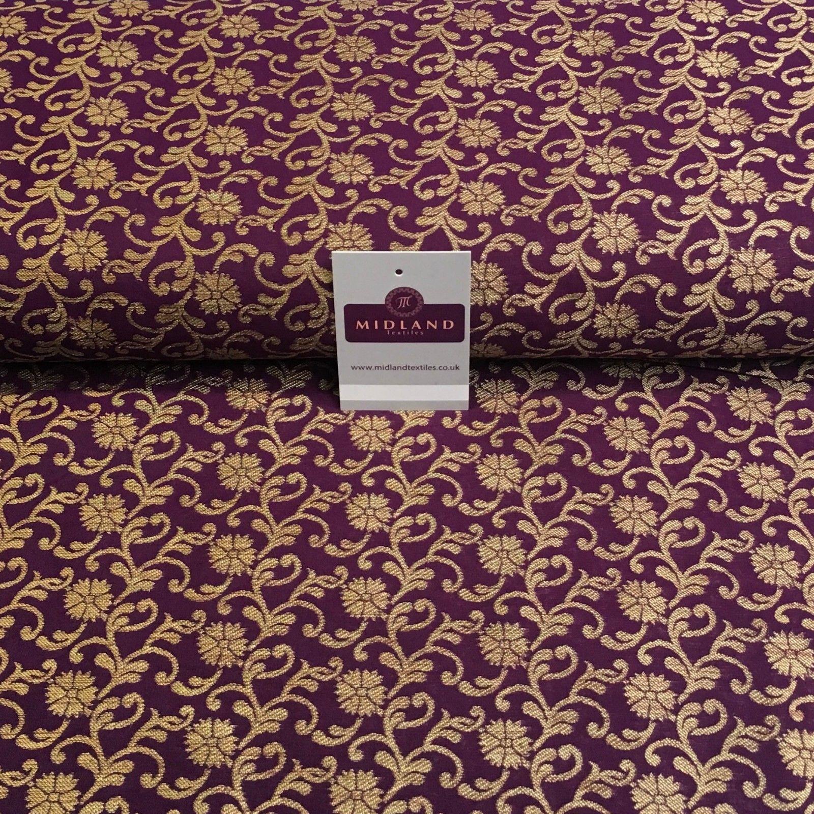 Indian Gold Floral Banarsi Brocade faux Silk Waistcoat Fabric 52' Wide MA872