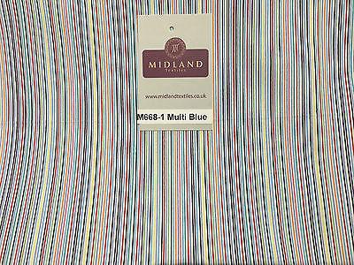 Multi coloured  striped 100% cotton poplin dress Shirting fabric 44" Wide M668