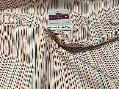 Multi coloured  striped 100% cotton poplin dress Shirting fabric 44" Wide M668