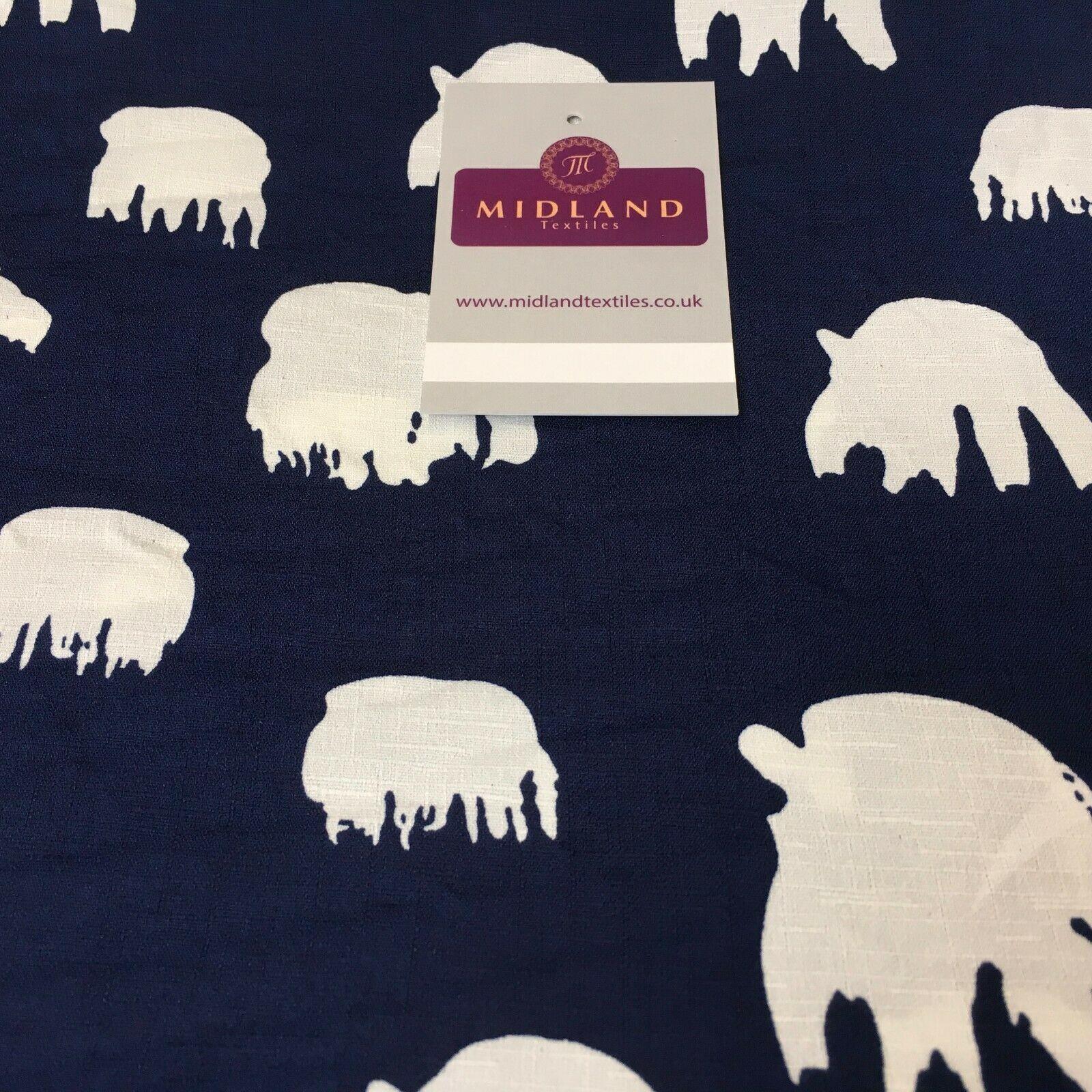 Navy Silhouette Linen Effect Georgette Crepe Dress Fabric 147 cm Wide MK1184-4