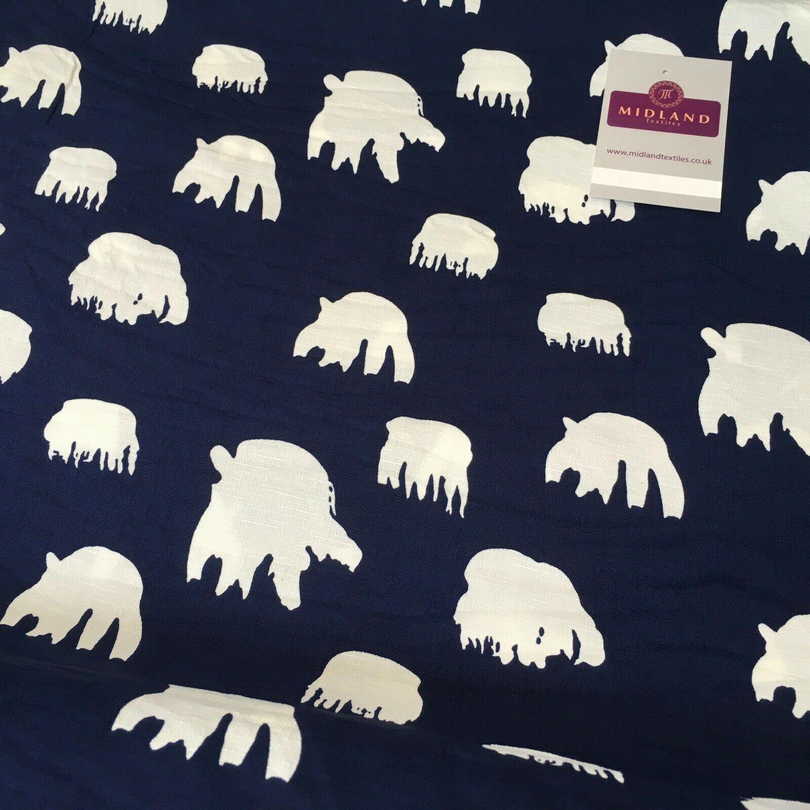 Navy Silhouette Linen Effect Georgette Crepe Dress Fabric 147 cm Wide MK1184-4