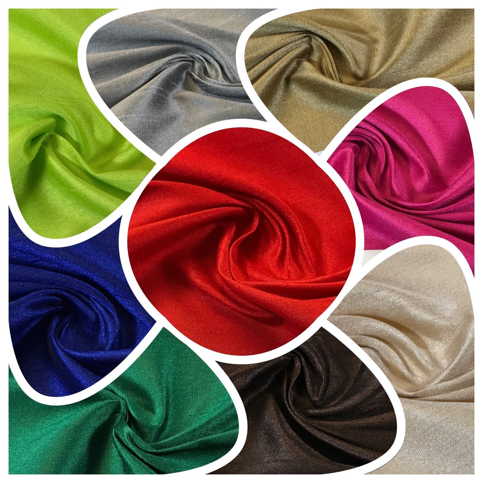 Faux Dupion Raw Silk Fabric - 100% Polyester Plain M410