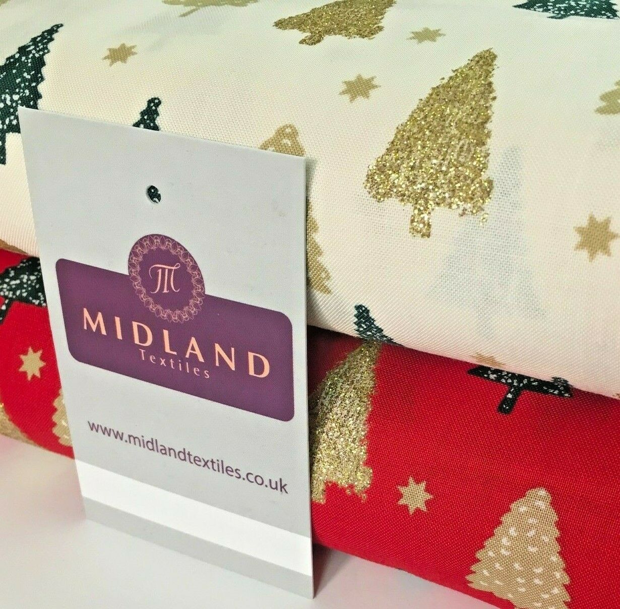 Christmas tree gold glitter lacquer Xmas Cotton fabric 150cm Wide MD1162 Mtex