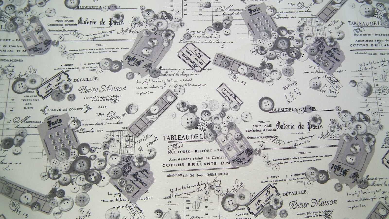 100% Cotton Canvas Craft Fabric French Theme Per Metre 44' M11 Mtex