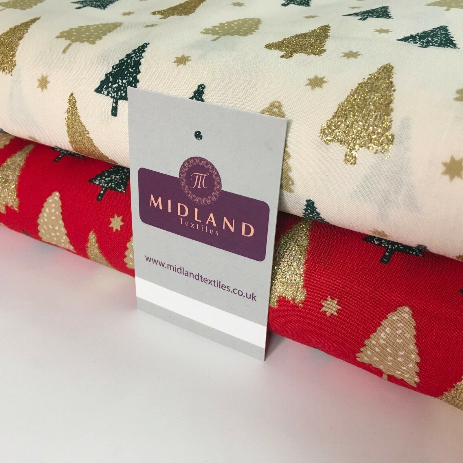 Christmas tree gold glitter lacquer Xmas Cotton fabric 150cm Wide MD1162 Mtex