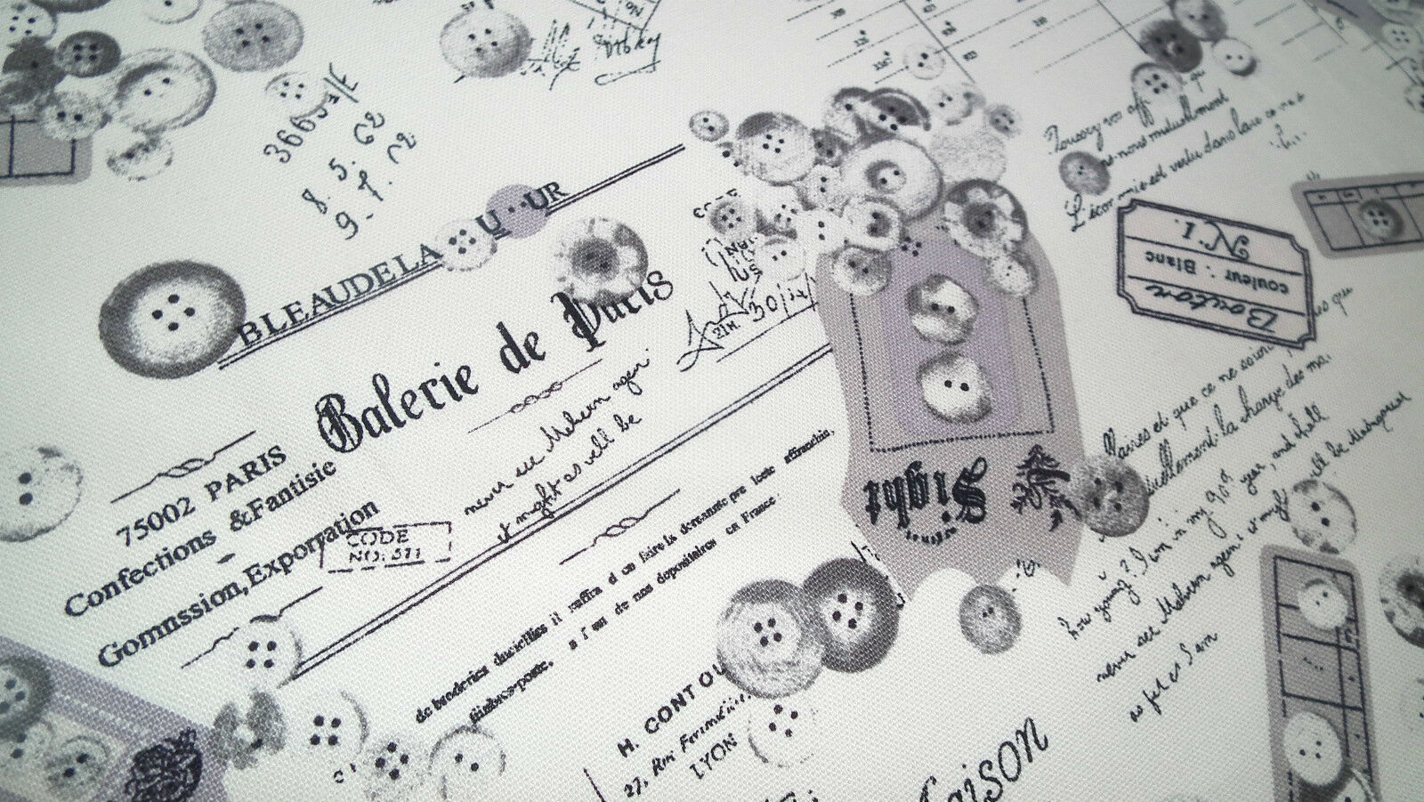 100% Cotton Canvas Craft Fabric French Theme Per Metre 44' M11 Mtex