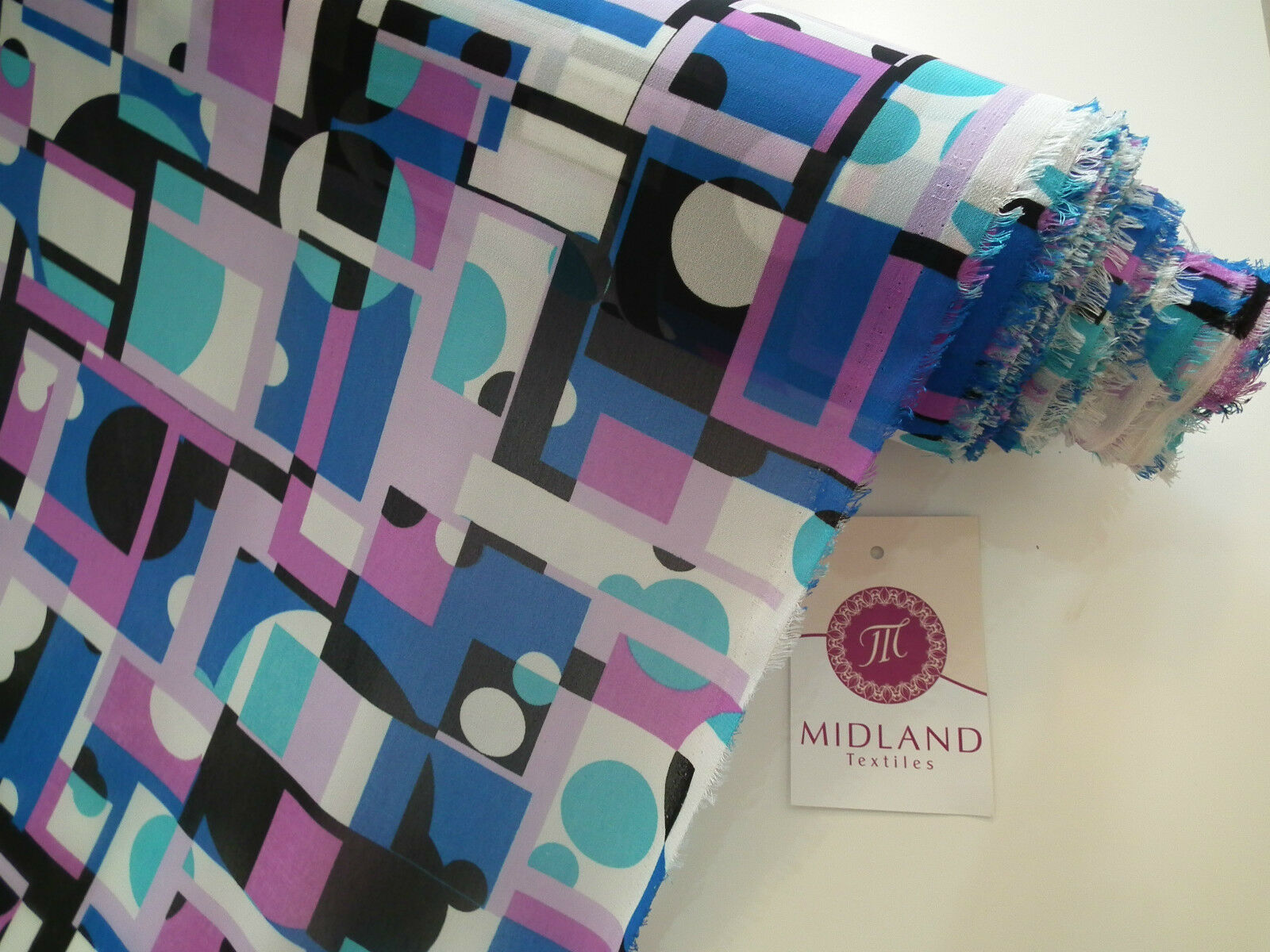 Geometric Print Georgette Fabric 58' wide per Metre M145-16 Dress Material Mtex