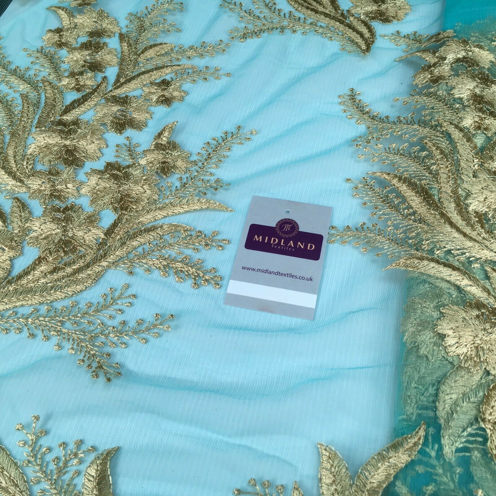 Floral Gold Net Scalloped edge wedding dress Fabric 139 cm M1212 Mtex