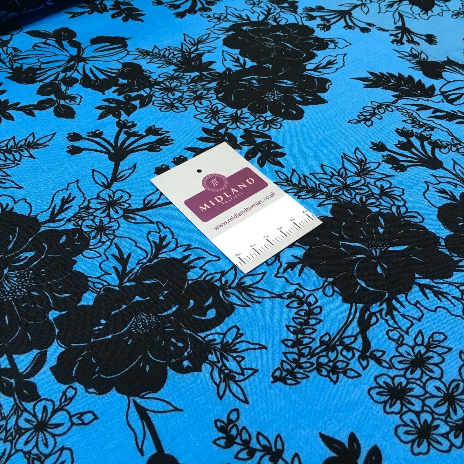 Blue Black floral viscose dress Fabric M1400-8 Mtex