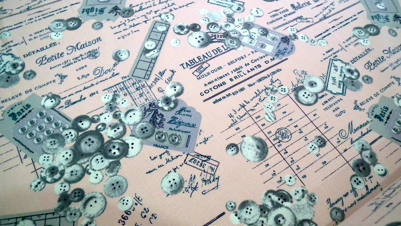 100% Cotton Canvas Craft Fabric French Theme Per Metre 44' M11 Mtex