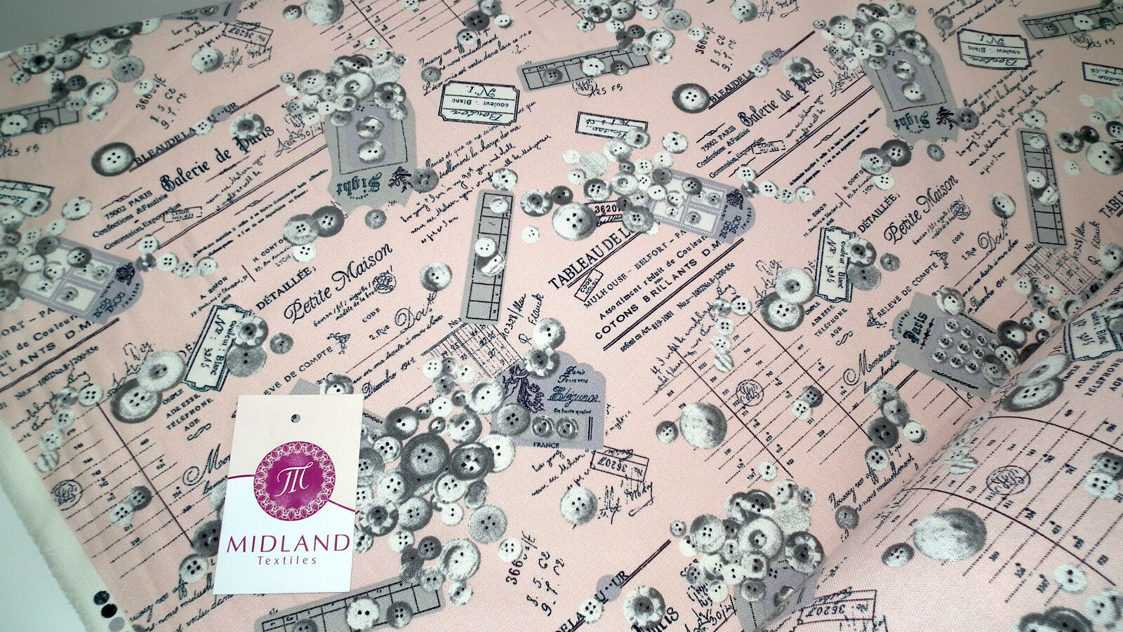 100% Cotton Canvas Craft Fabric French Theme Per Metre 44' M11 Mtex