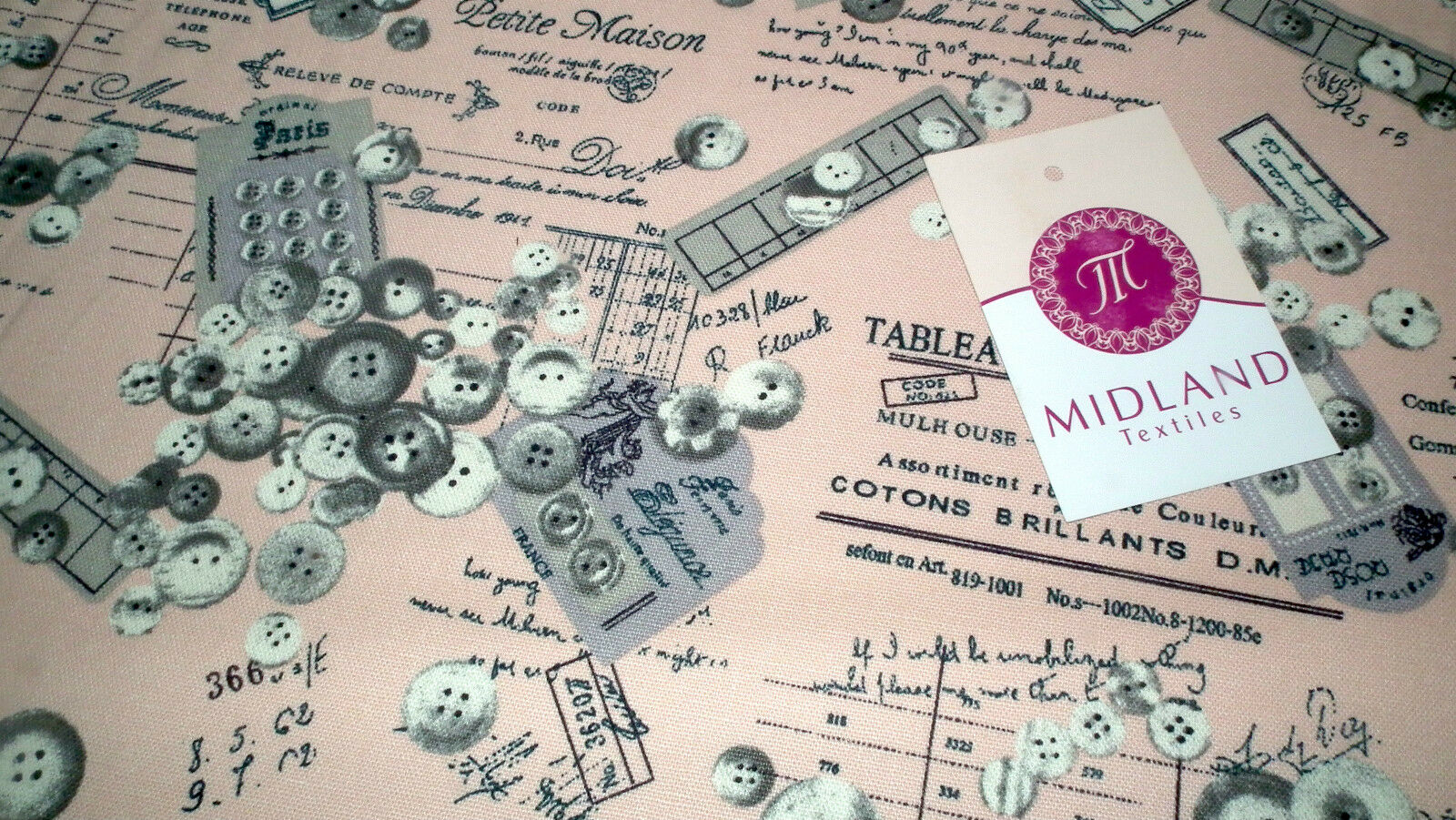 100% Cotton Canvas Craft Fabric French Theme Per Metre 44' M11 Mtex