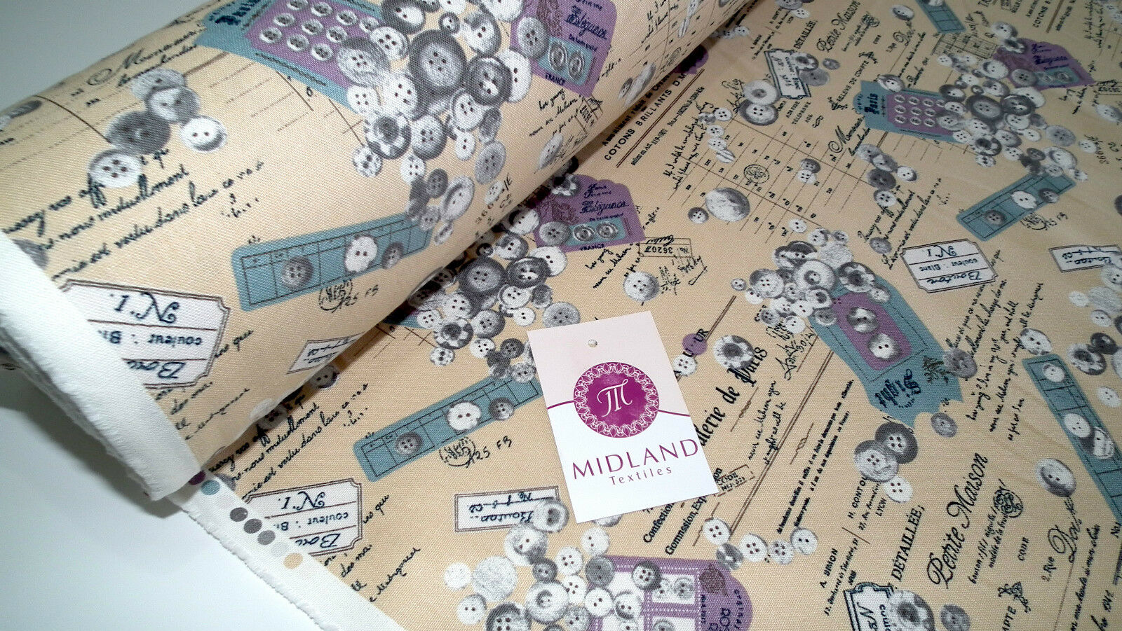 100% Cotton Canvas Craft Fabric French Theme Per Metre 44' M11 Mtex