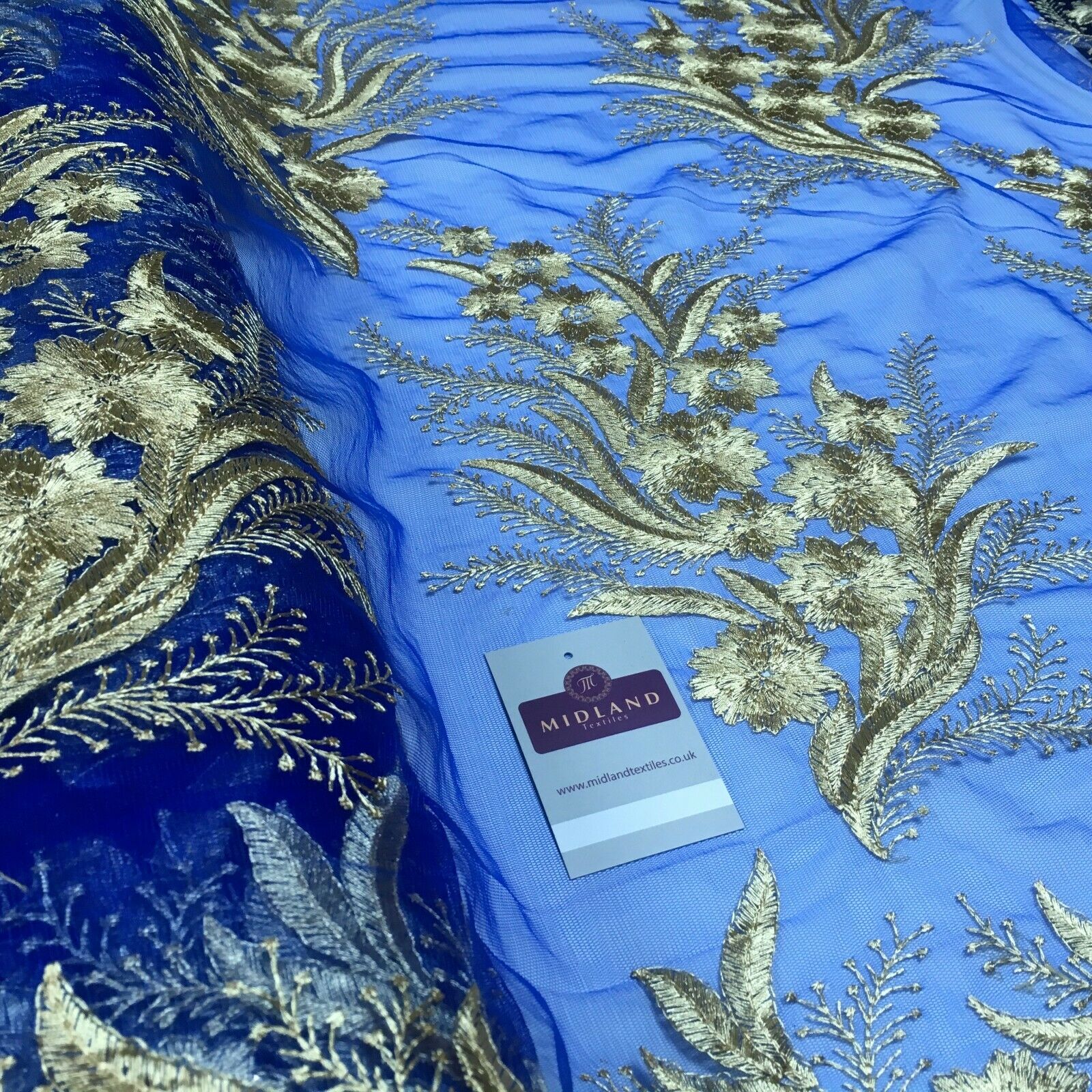 Floral Gold Net Scalloped edge wedding dress Fabric 139 cm M1212 Mtex