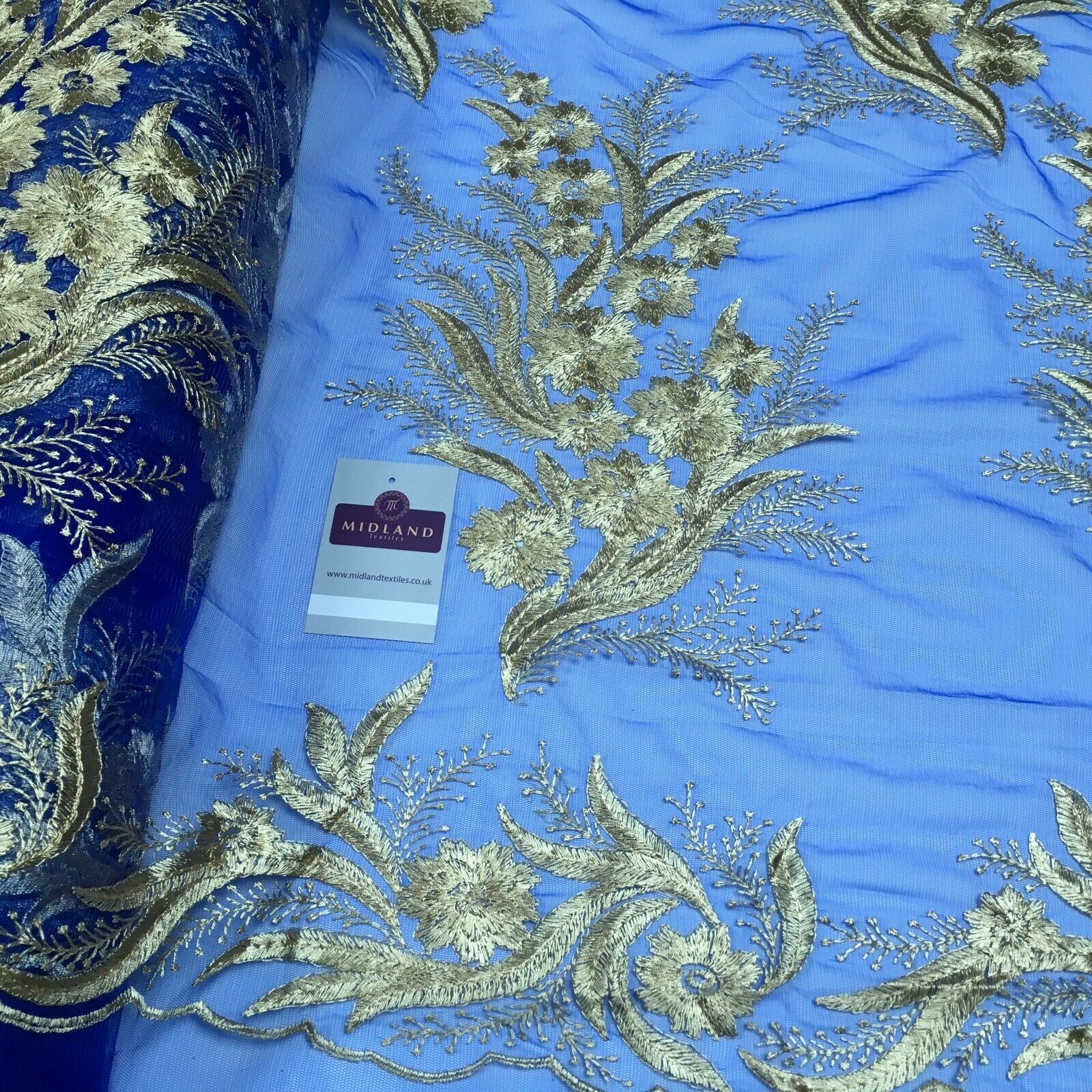 Floral Gold Net Scalloped edge wedding dress Fabric 139 cm M1212 Mtex