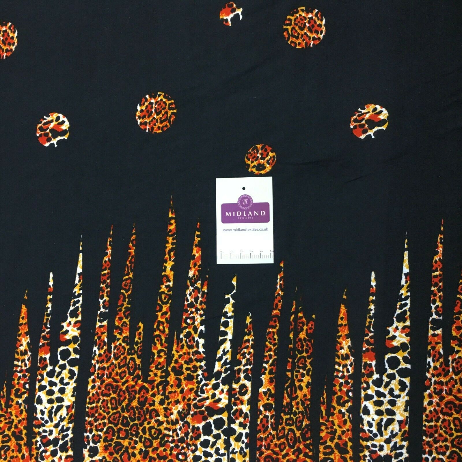 Black orange viscose border Fabric M1400-21 Mtex
