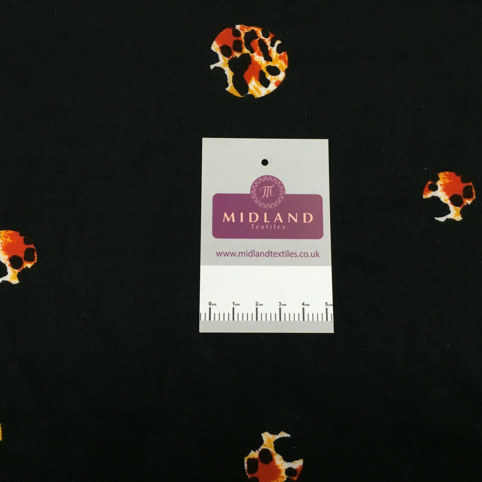 Black orange viscose border Fabric M1400-21 Mtex