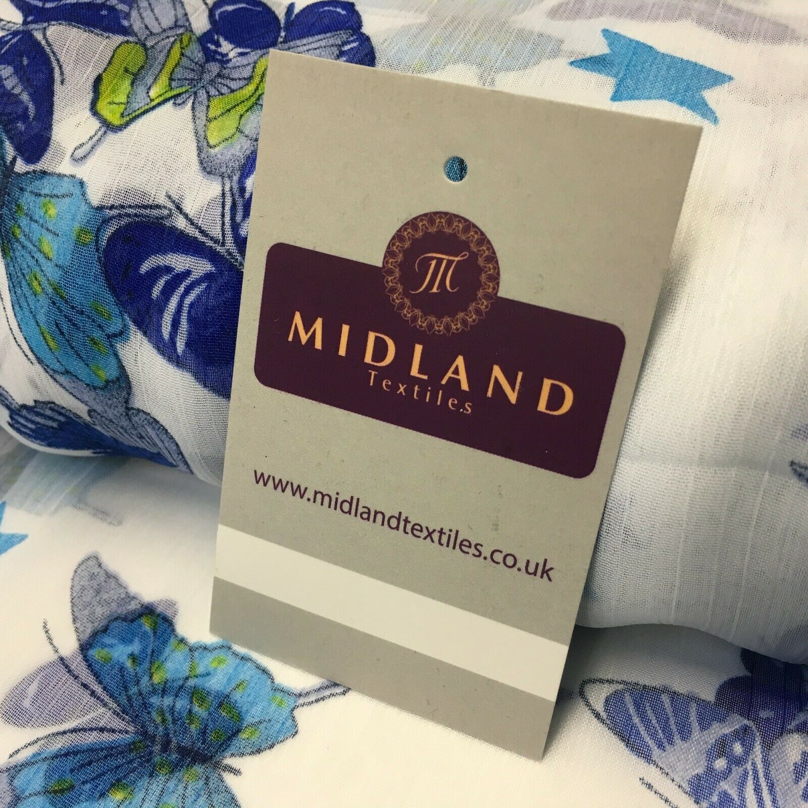 Blue and White Crinkle Georgette Chiffon Fabric 150cm Wide MK1090-9