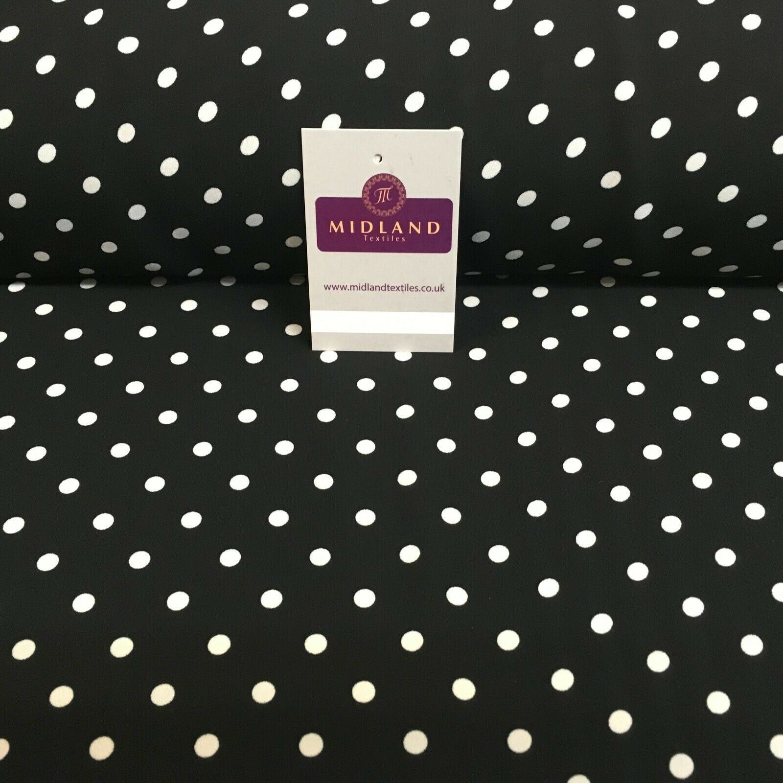 Black 6mm Polka Dot and Plain Georgette Dress Fabric 150 cm MY1245 Mtex