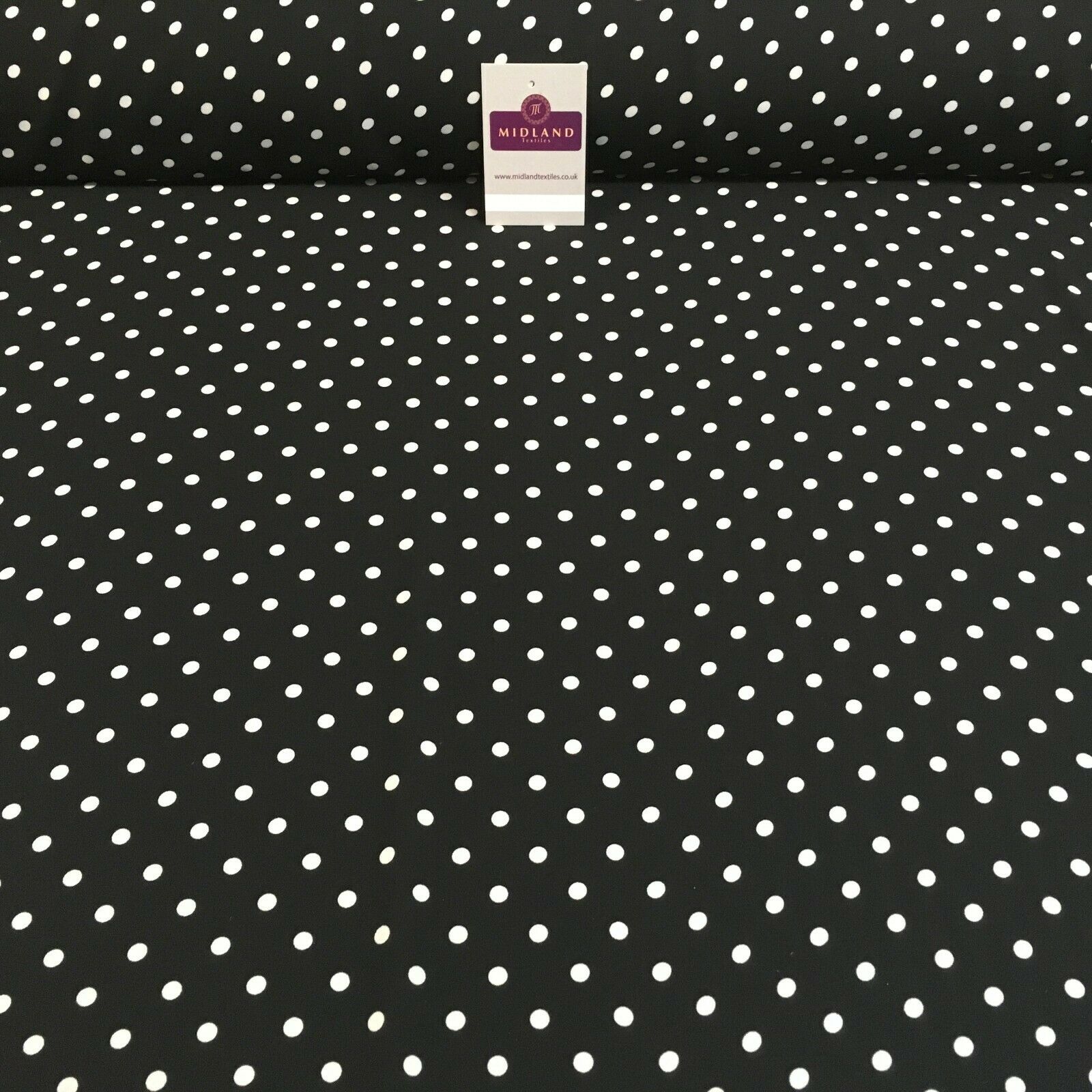 Black 6mm Polka Dot and Plain Georgette Dress Fabric 150 cm MY1245 Mtex