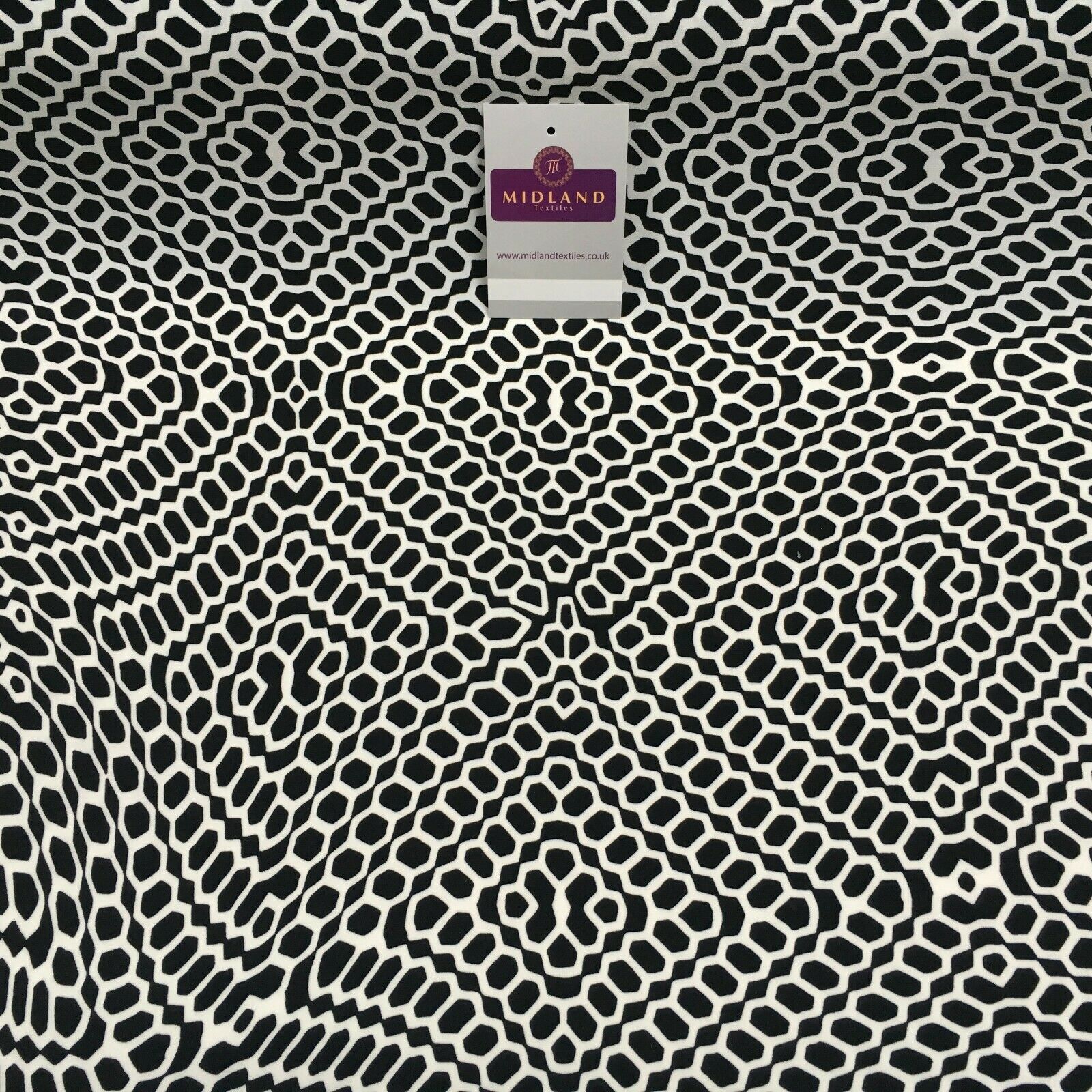Black geometric Stretch Ity Spandex Dress Fabric 147 cm M1220-6 Mtex