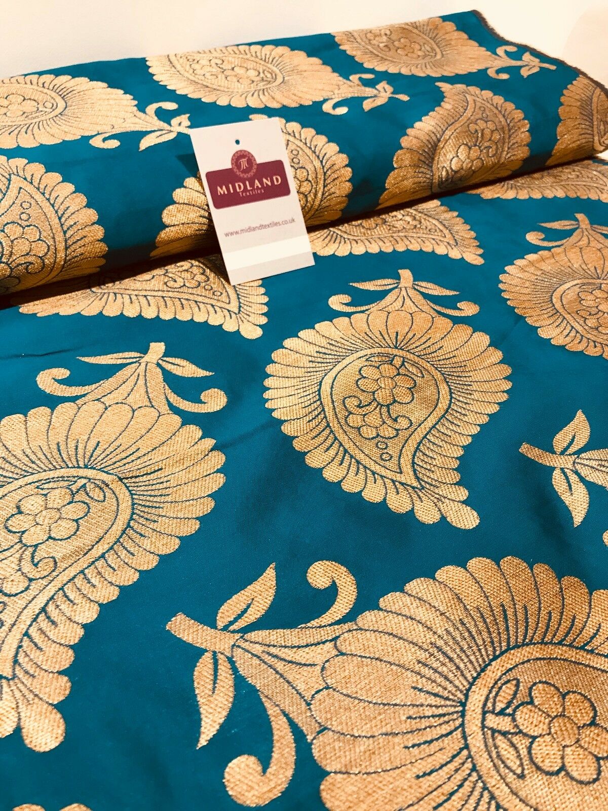 Gold Metallic Paisley Indian banarsi brocade Fabric 44' Wide M808 Mtex