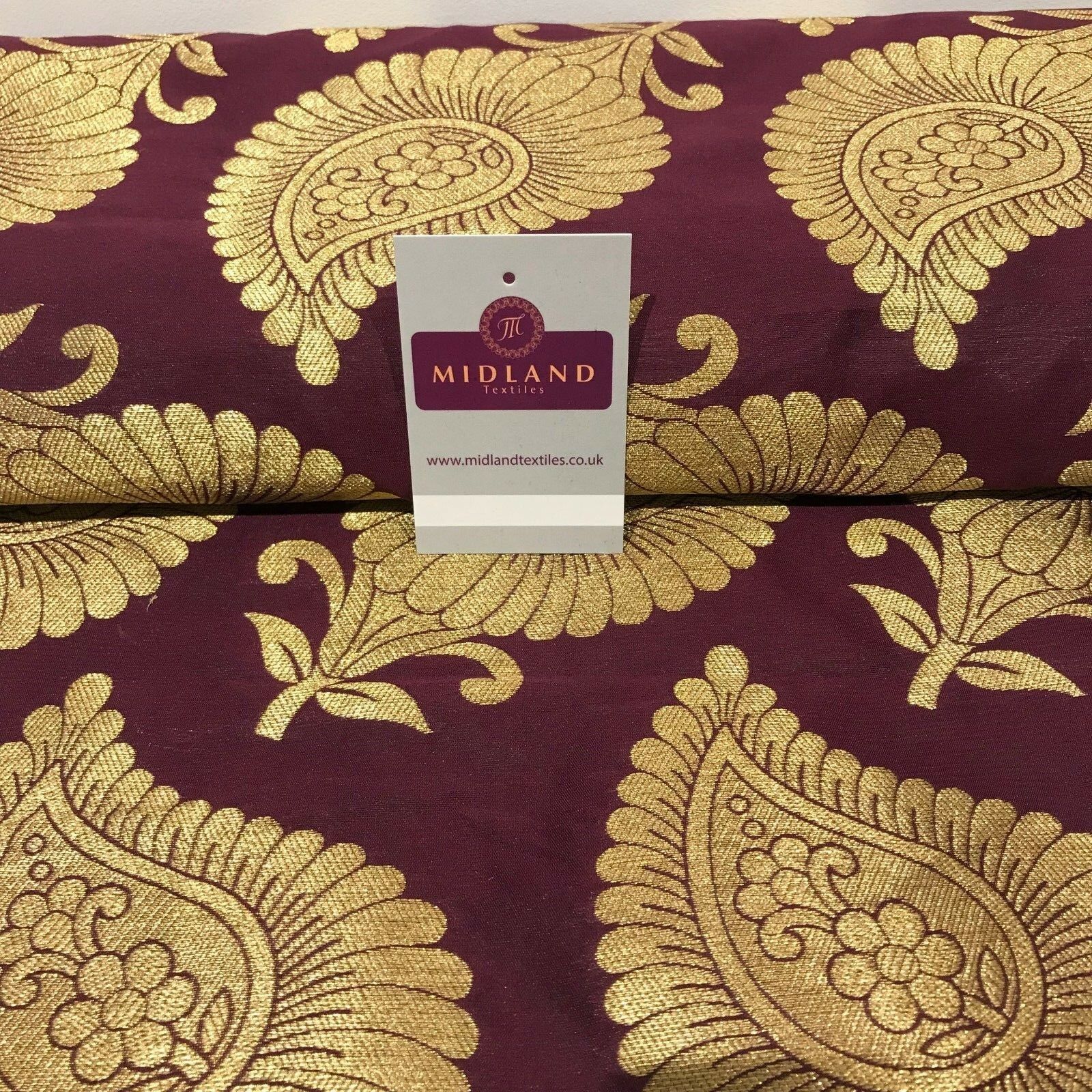 Gold Metallic Paisley Indian banarsi brocade Fabric 44' Wide M808 Mtex