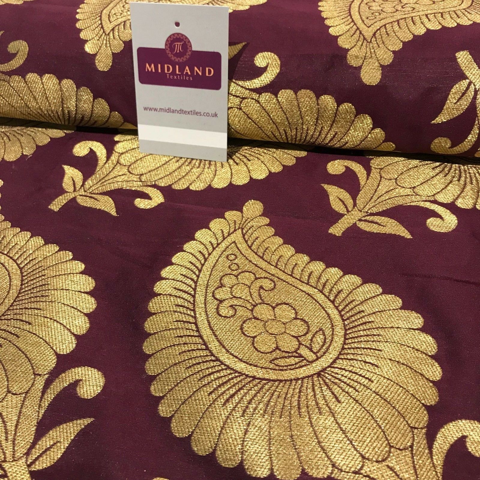 Gold Metallic Paisley Indian banarsi brocade Fabric 44' Wide M808 Mtex