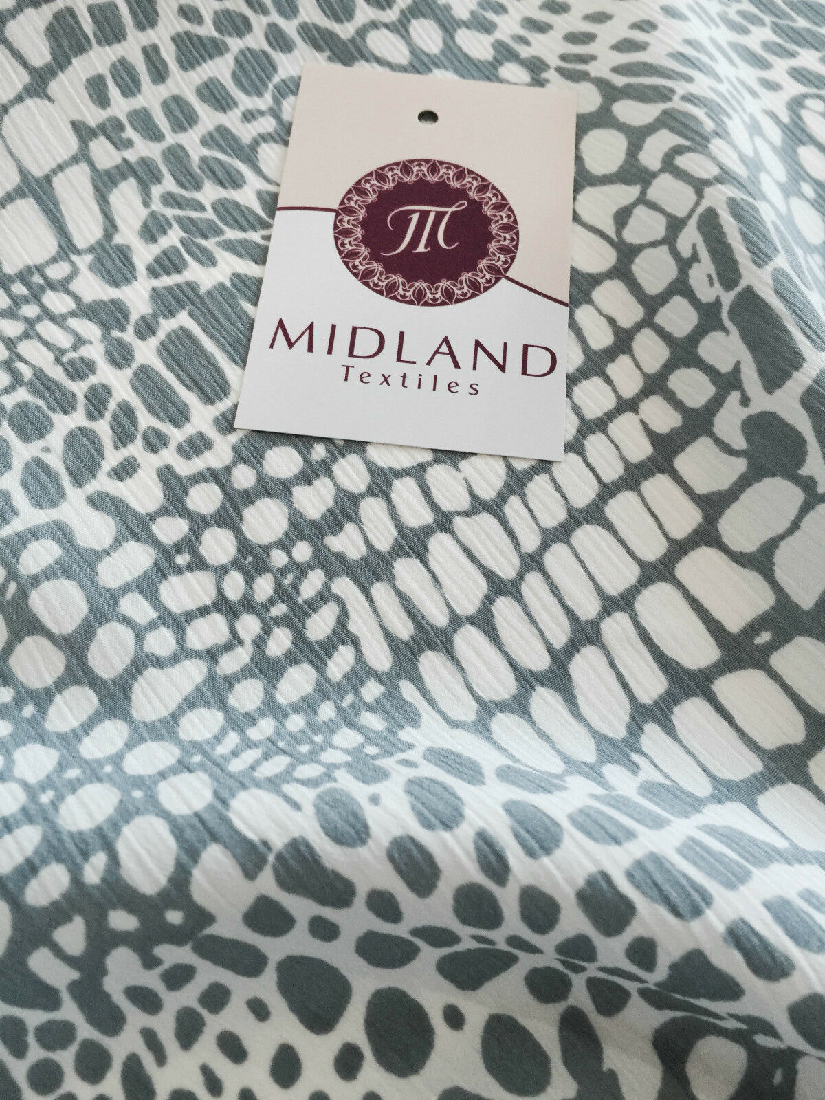 Grey and White Animal Print Crinkle Crepe M145-21 Mtex