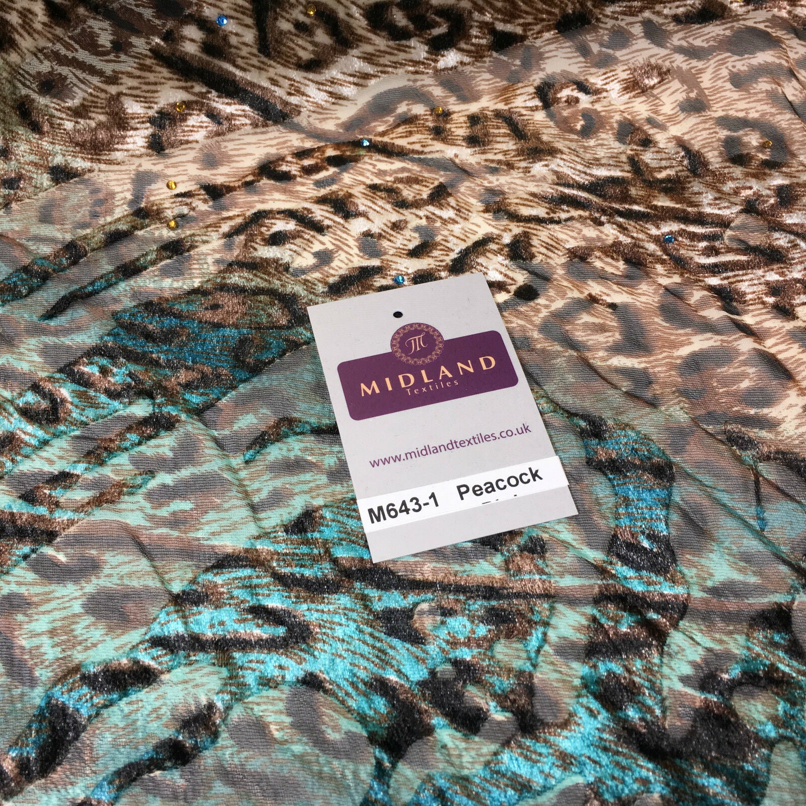 Animal print Velvet Devore Chiffon diagonal stone embellishment 55' wide M643