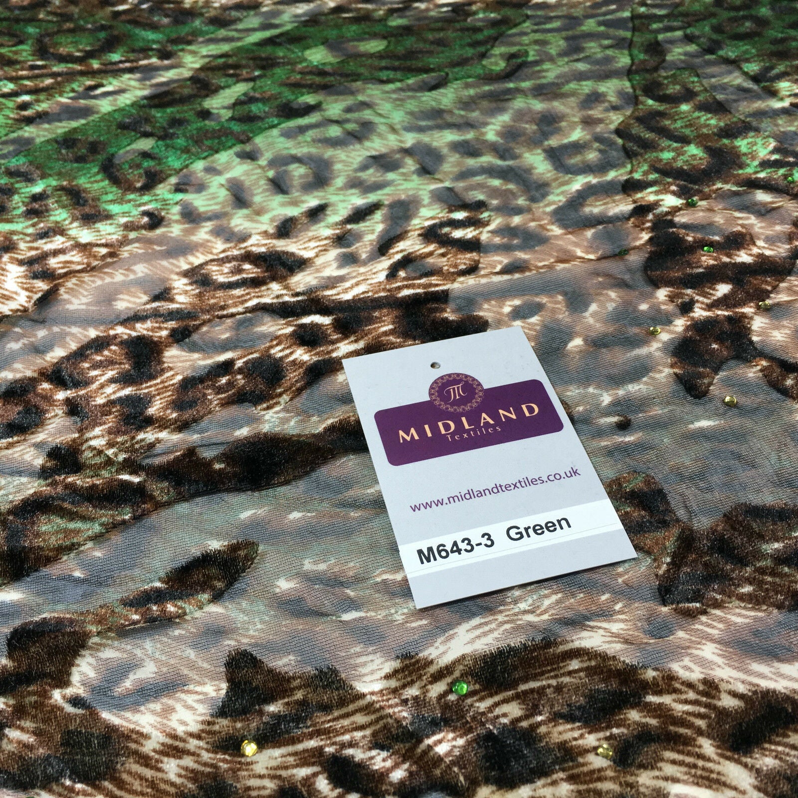 Animal print Velvet Devore Chiffon diagonal stone embellishment 55' wide M643