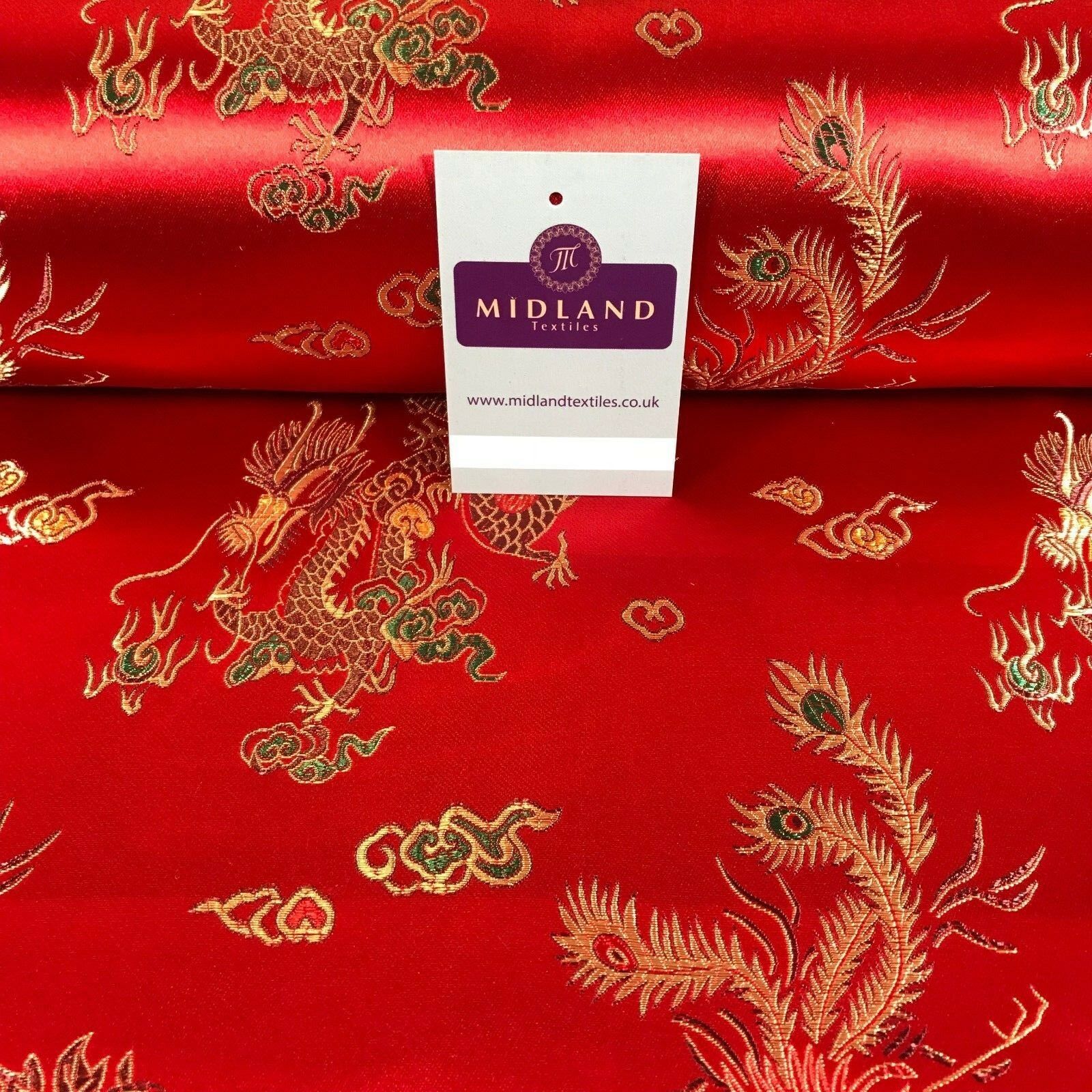 Chinese oriental Dragon silky satin brocade dress fabric 45' wide M797