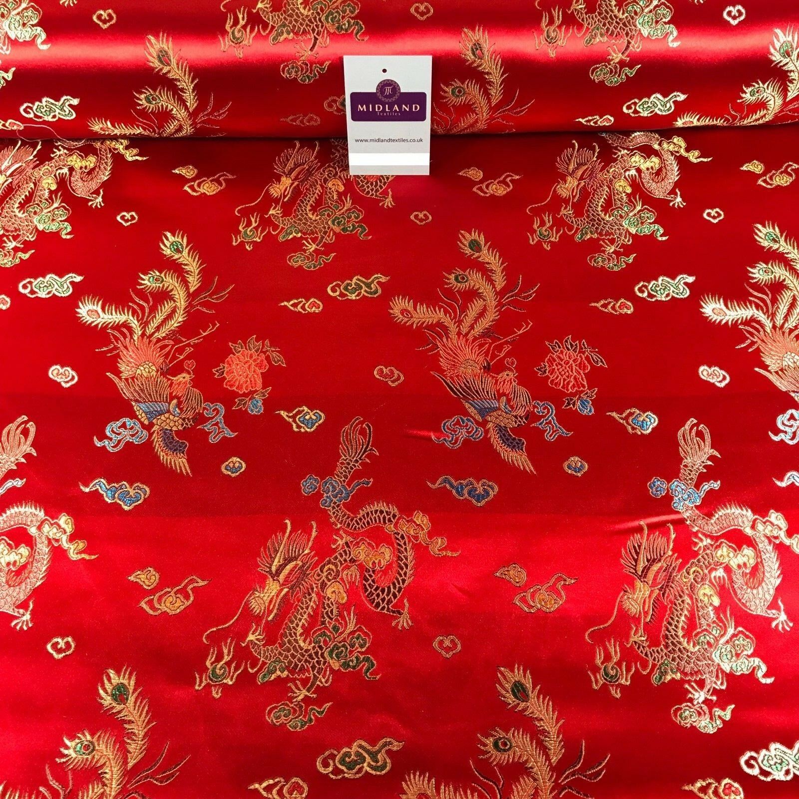 Chinese oriental Dragon silky satin brocade dress fabric 45' wide M797