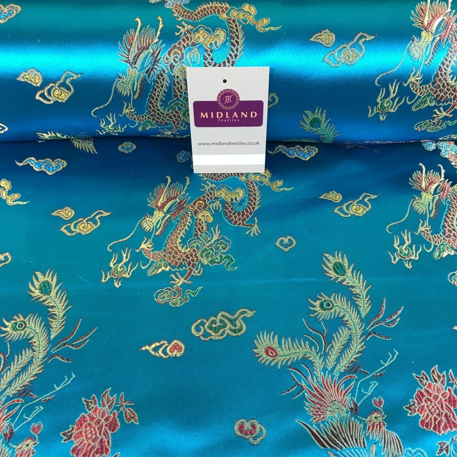 Chinese oriental Dragon silky satin brocade dress fabric 45' wide M797