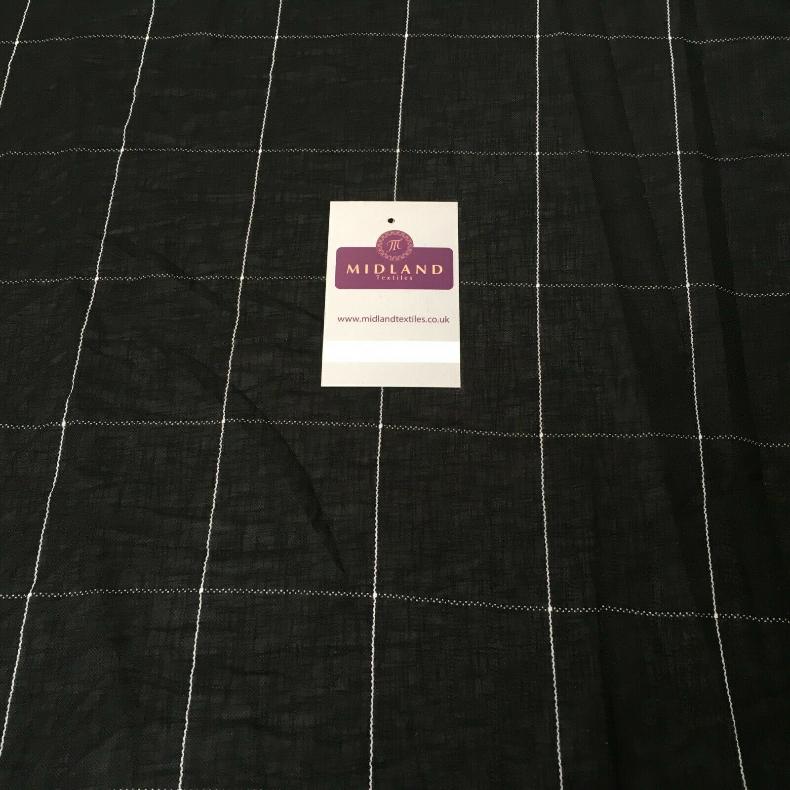 Black Check Georgette crepe Linen effect dress Fabric 150cm wide MK1095-15