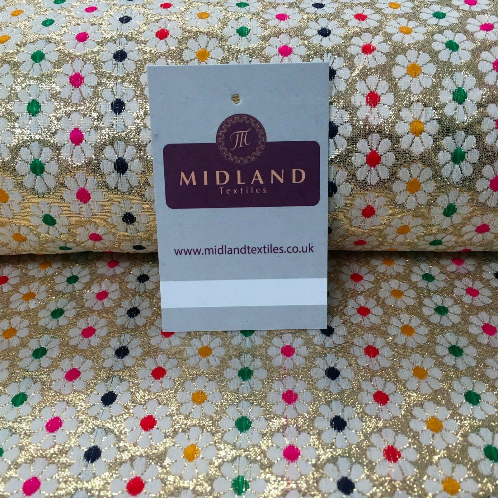 Floral geometric multicoloured dot banarsi Brocade Fabric 110cm Wide MA1118