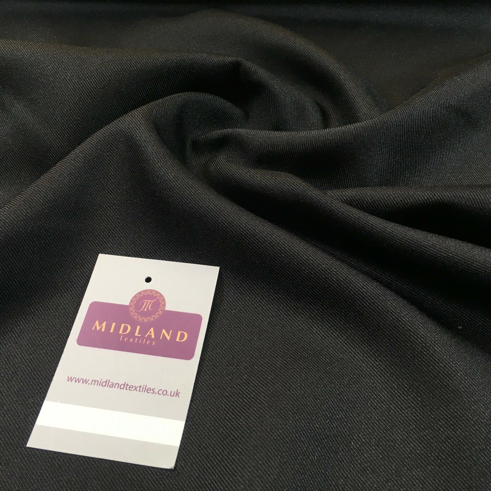Black Plain Polyester Twill fabric ideal for suits, skirts, uniform 58" M773