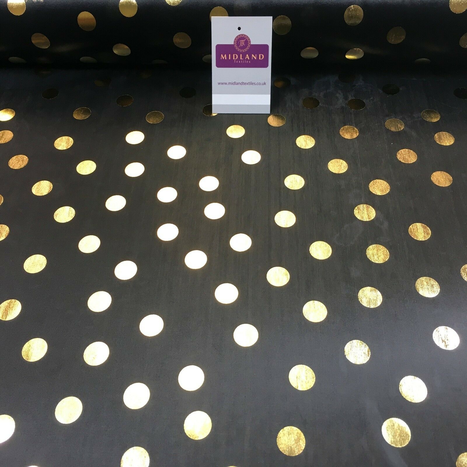 Black with gold Spots hologram printed computer foil fabric 45" M7-9 Mtex