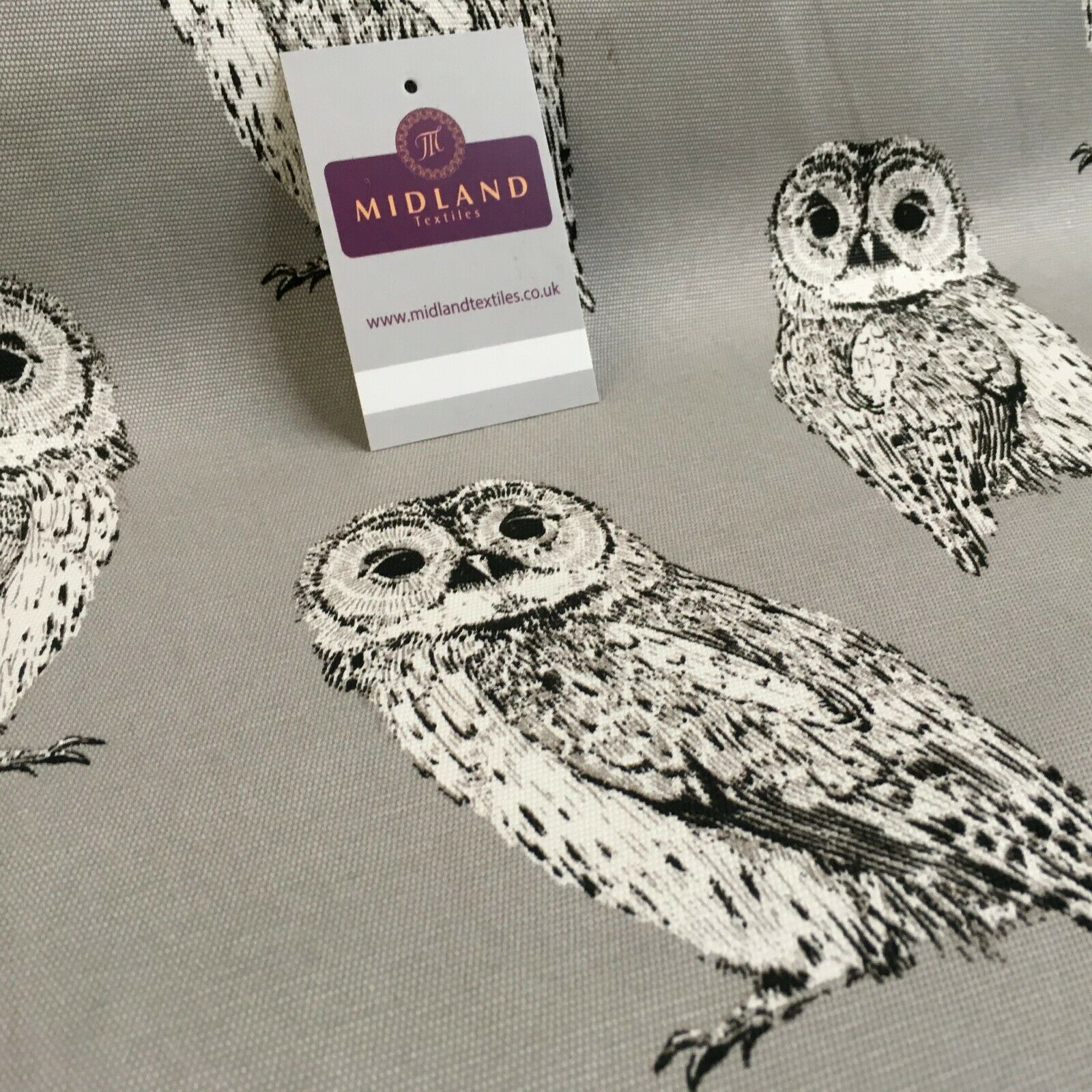 Grey Owls Printed 100% Cotton Canvas Craft Fabric 150 Cm Wide Mtex MK856-21