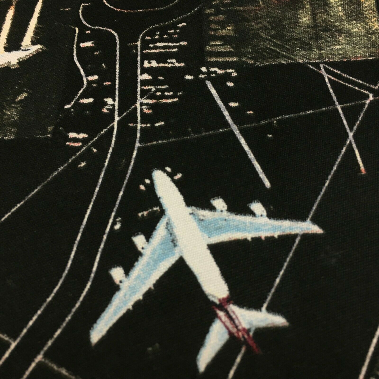 Black Airport Landing Aeroplanes 100% Cotton Canvas Fabric 150 cm Wide MK856-17