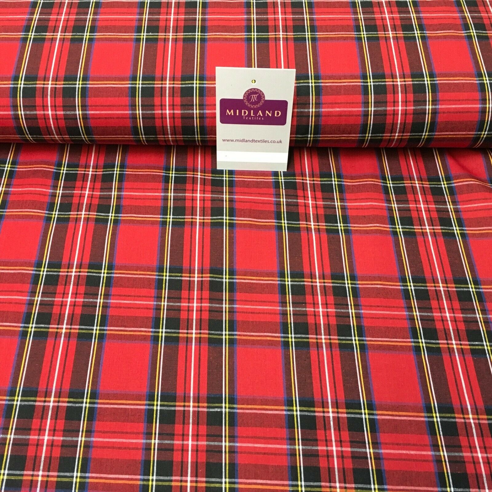 Flat Tartan Woven 100% Cotton Poplin ideal for clothing Fabric 147cm Wide MD1053