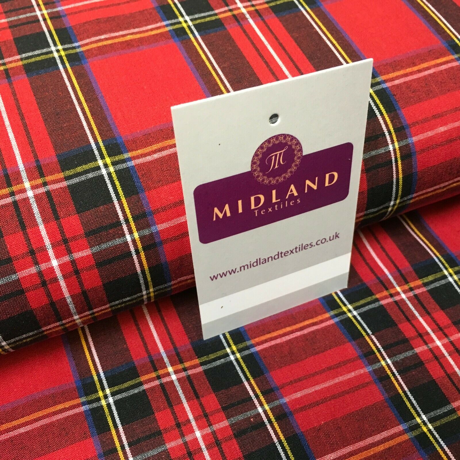 Flat Tartan Woven 100% Cotton Poplin ideal for clothing Fabric 147cm Wide MD1053