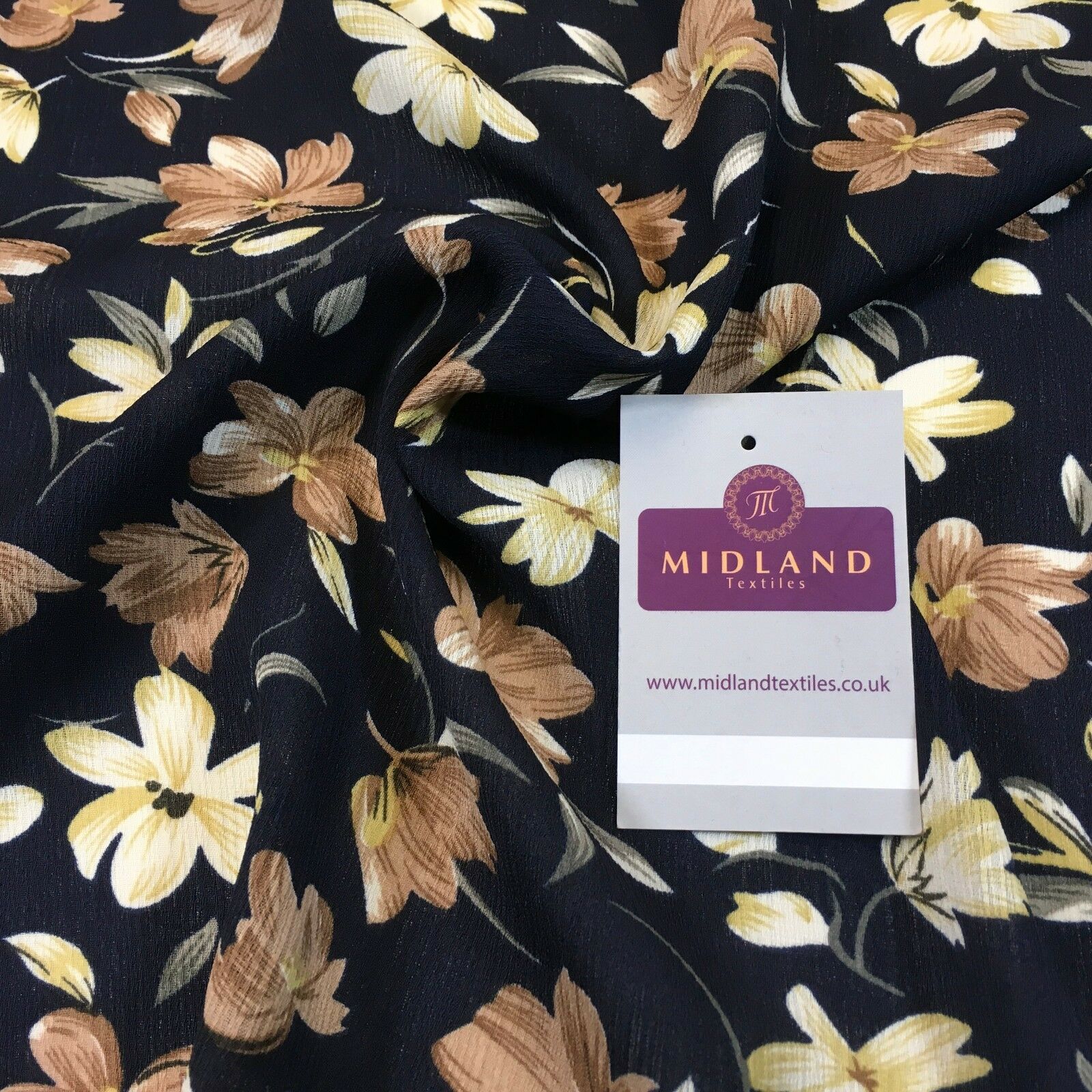 Floral printed Crinkle Chiffon dress scarf fabric 58' M778 Mtex