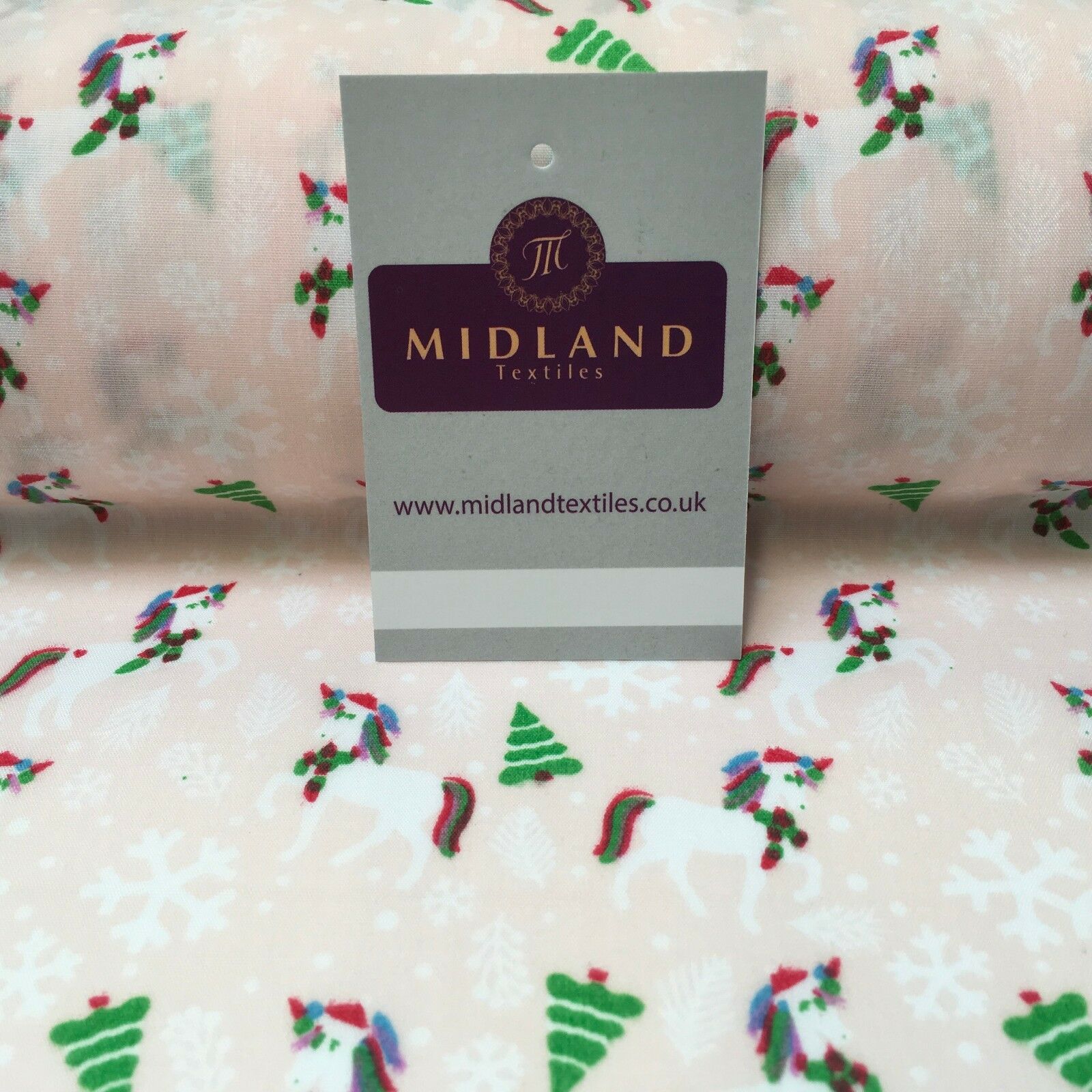 Festive Christmas Snowflake Unicorn Printed poly cotton Fabric 44' Wide MH972