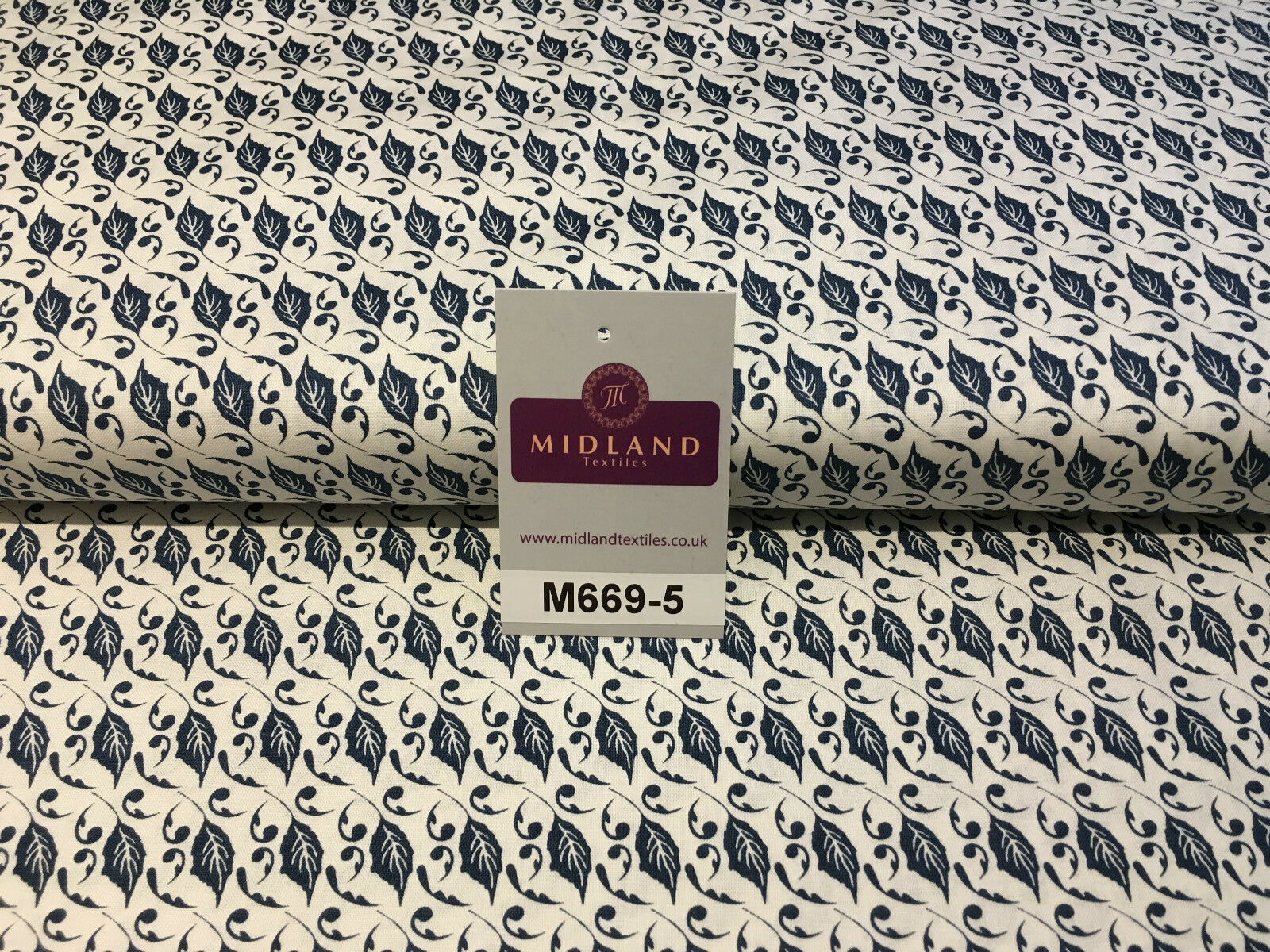 Blue William Morris inspired Butterfly and leaves 100% cotton fabric 45' M669