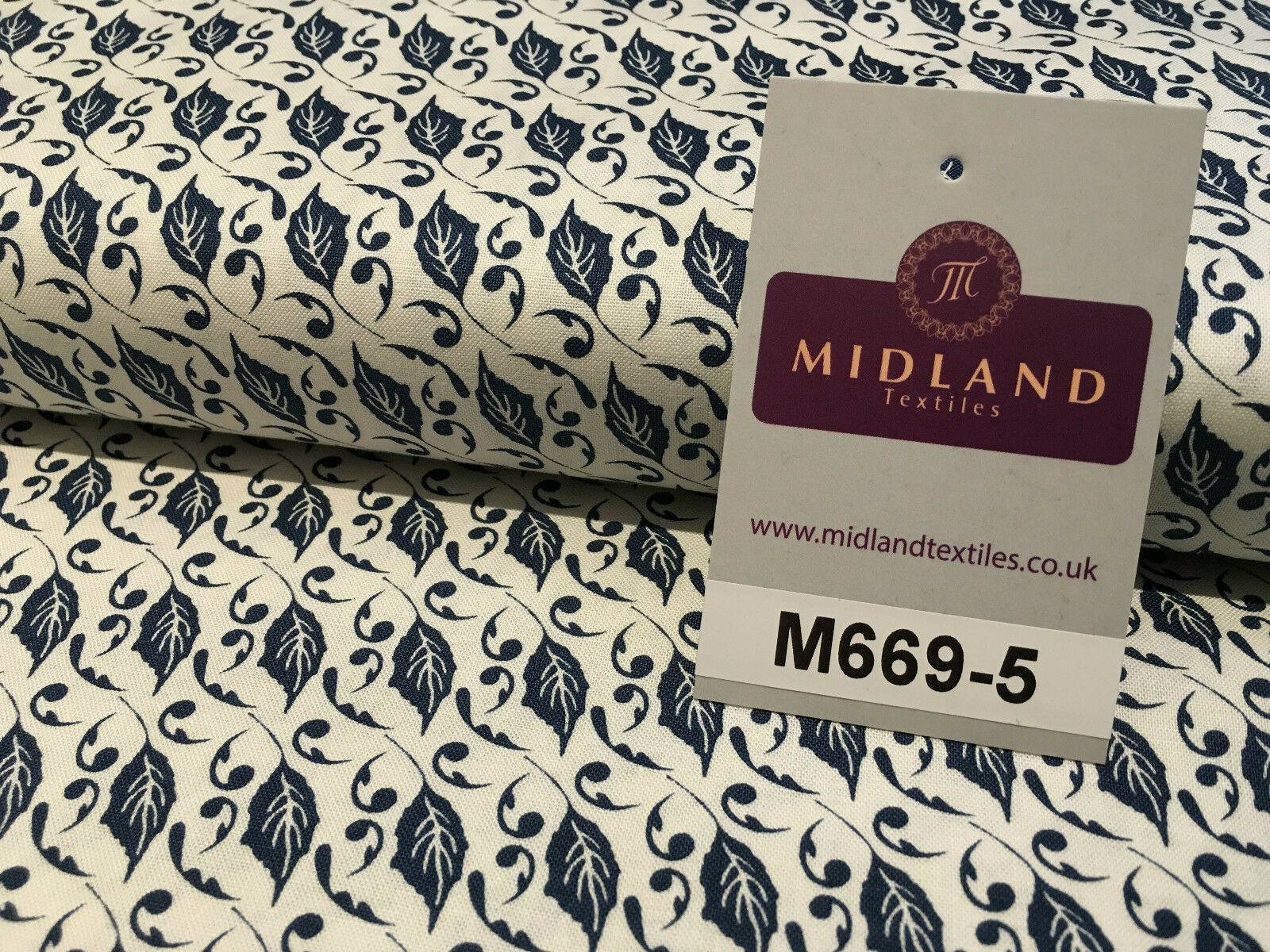 Blue William Morris inspired Butterfly and leaves 100% cotton fabric 45' M669