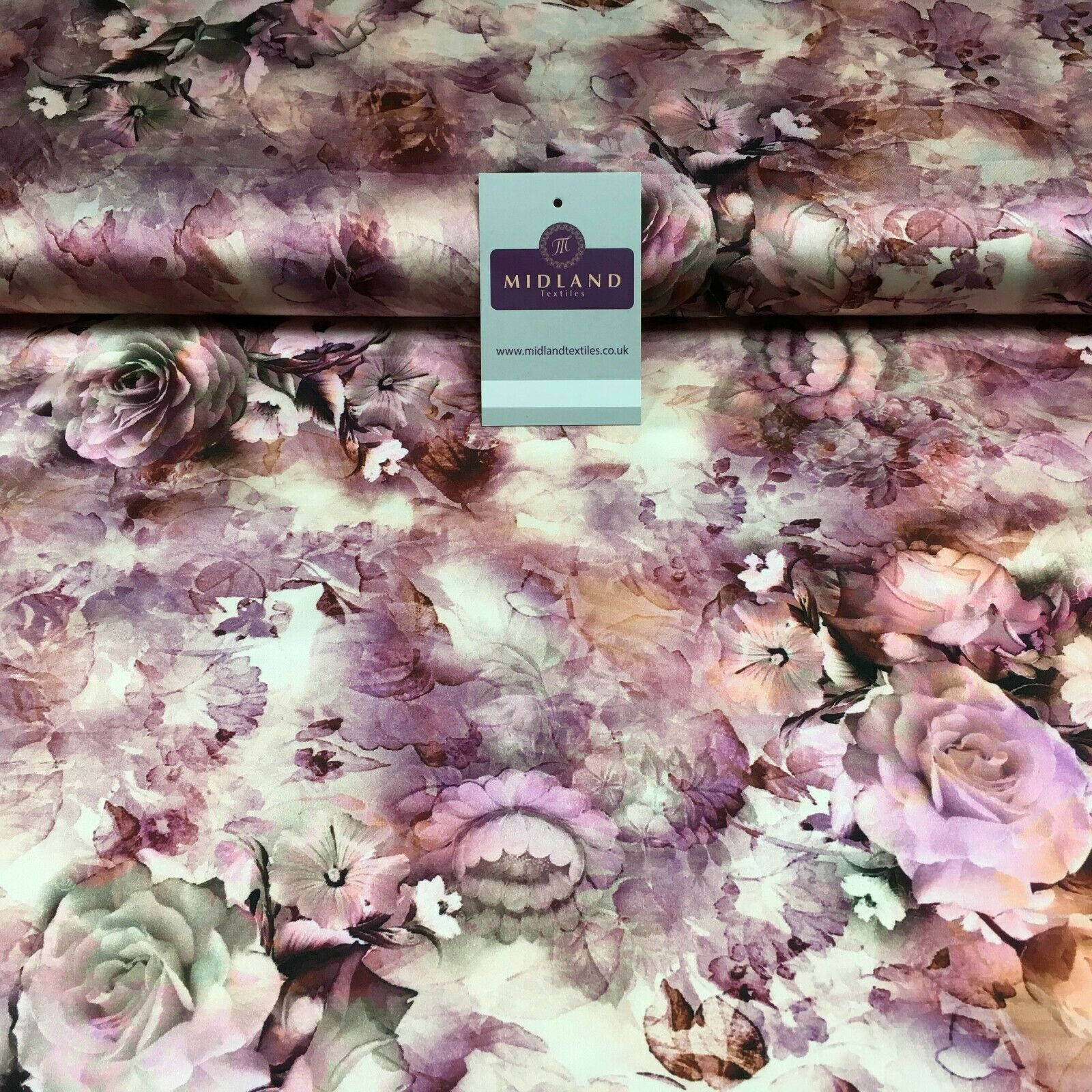 Floral Vintage Soft Digital Printed Satin Dress Fabric 110 cm Wide MA1141 Mtex